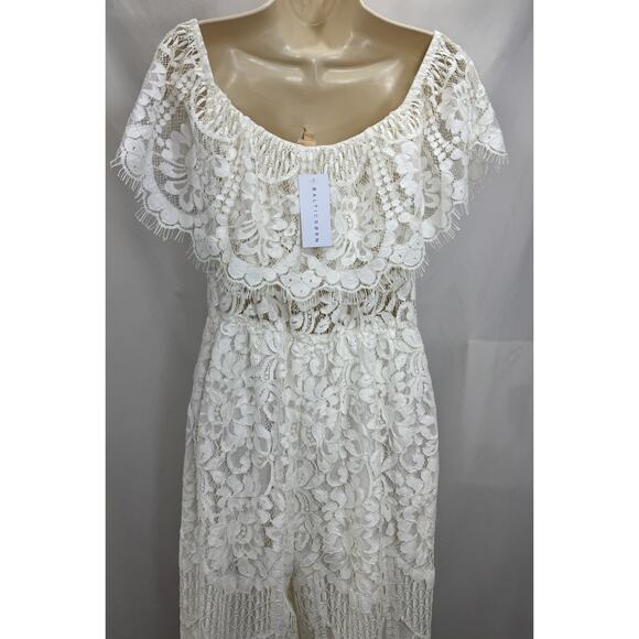Lace Off-Shoulder One Piece Jumpsuit with Wide Legs β Size L - Picture 11 of 15